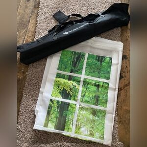 Nwot Back Drop Stand With Carrying Case And Windows Showing Forest Background